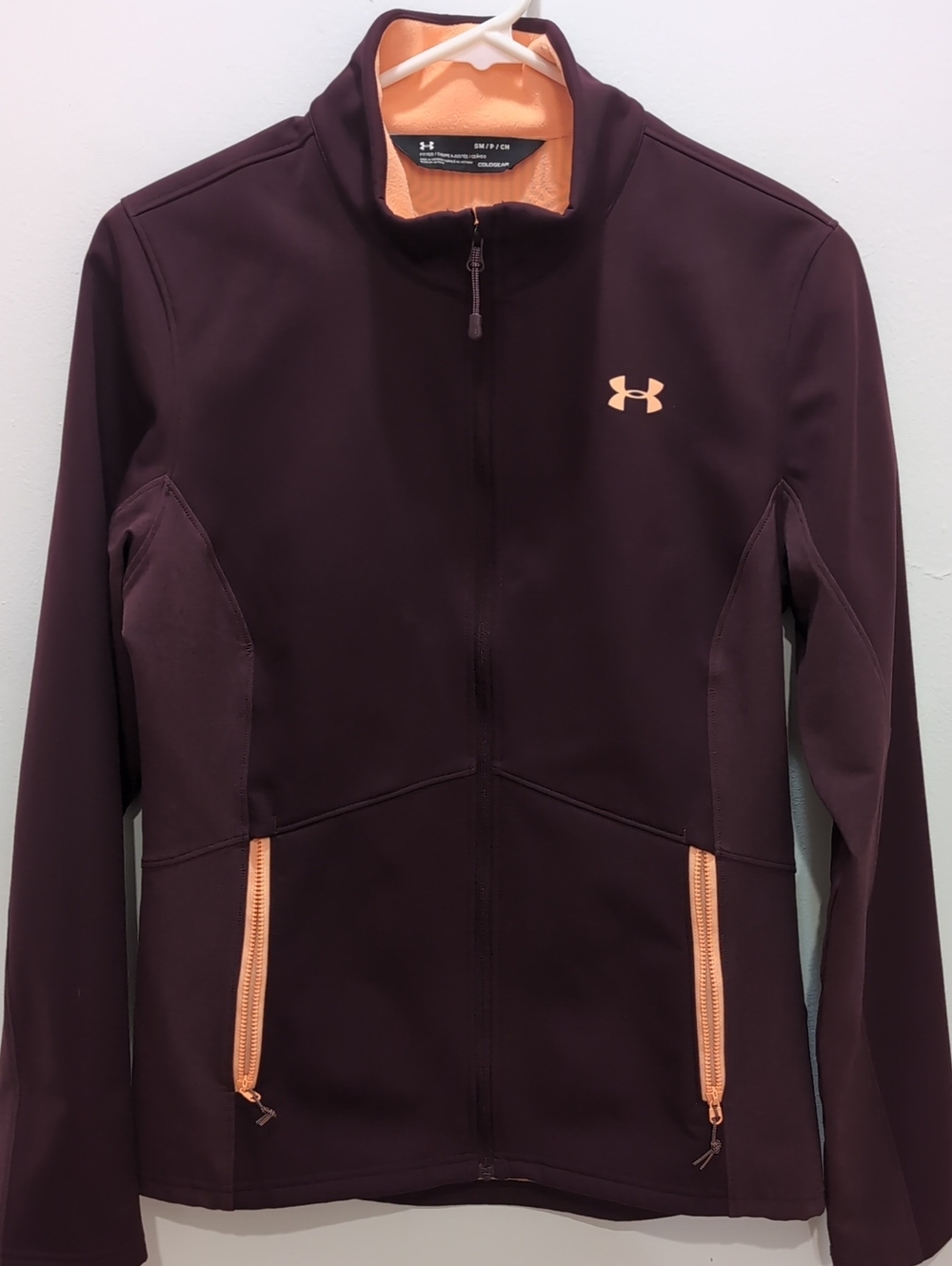 Under Armour Cold Gear Wind Breaker in Plum with Peach Accents S